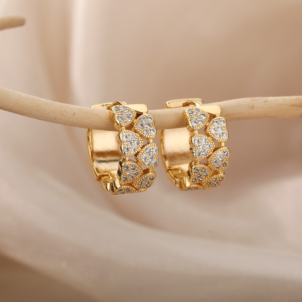 Connected Hearts Huggie Hoop Earrings