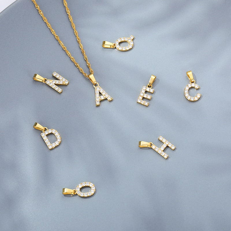 Crystal Initial Letter Necklace