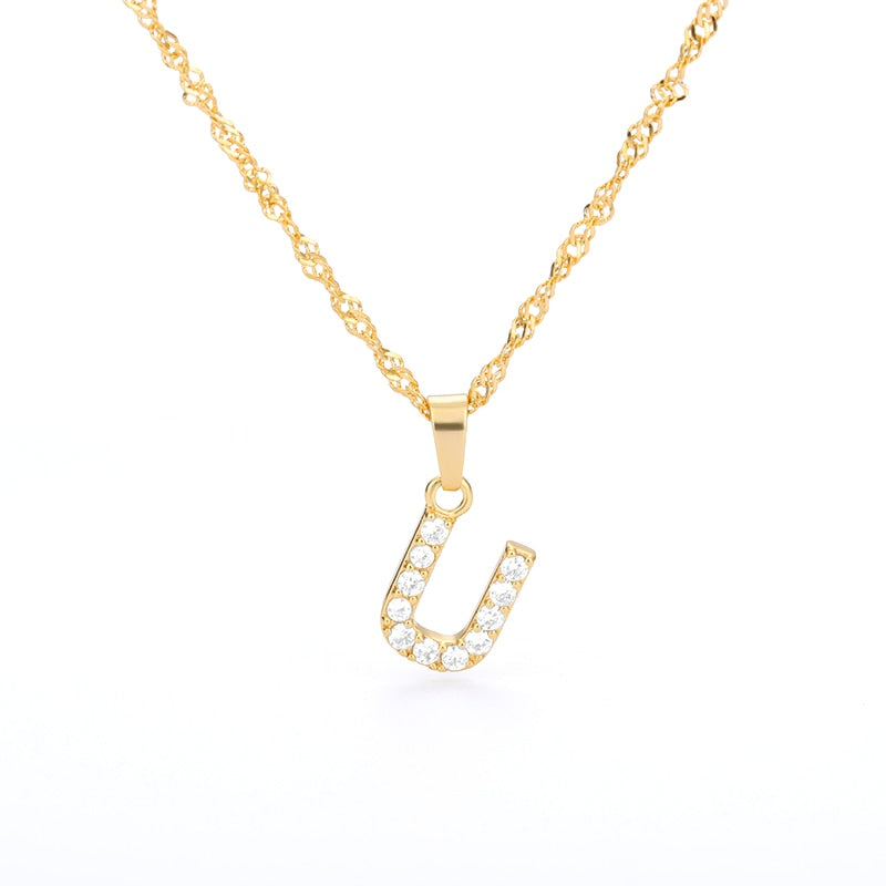 Crystal Initial Letter Necklace