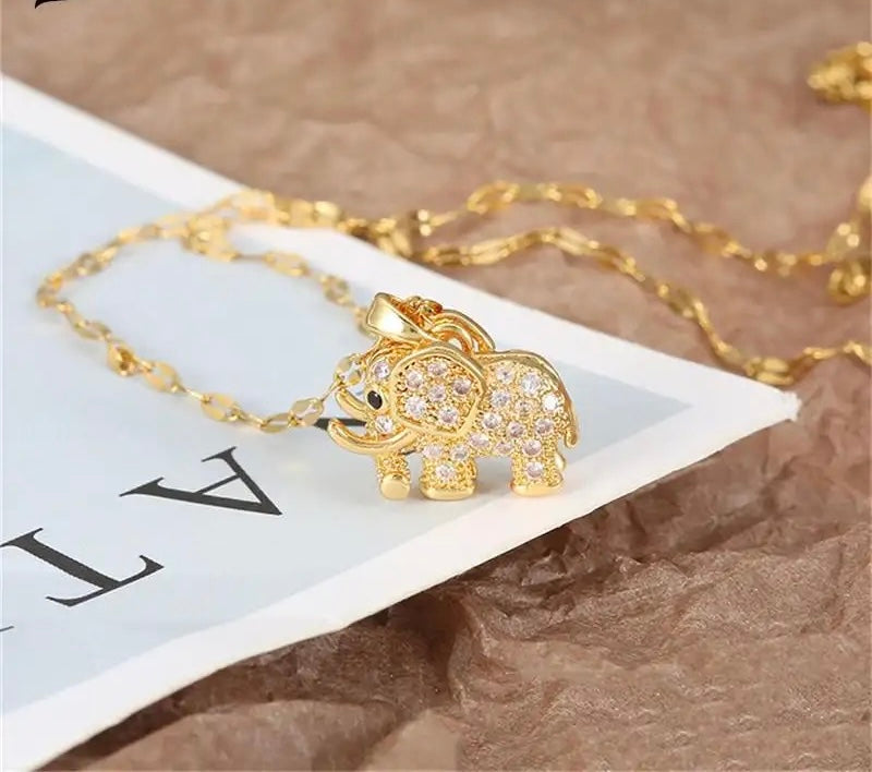 Elephant Diamond Pendant Necklace