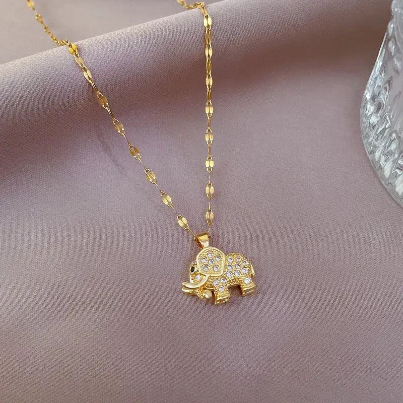 Elephant Diamond Pendant Necklace