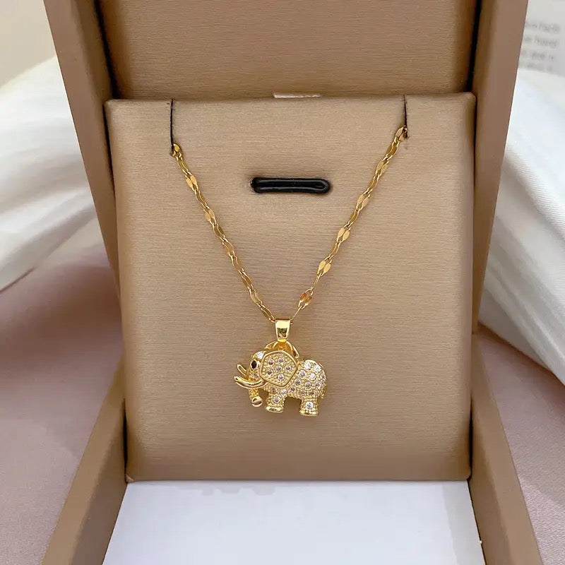 Elephant Diamond Pendant Necklace