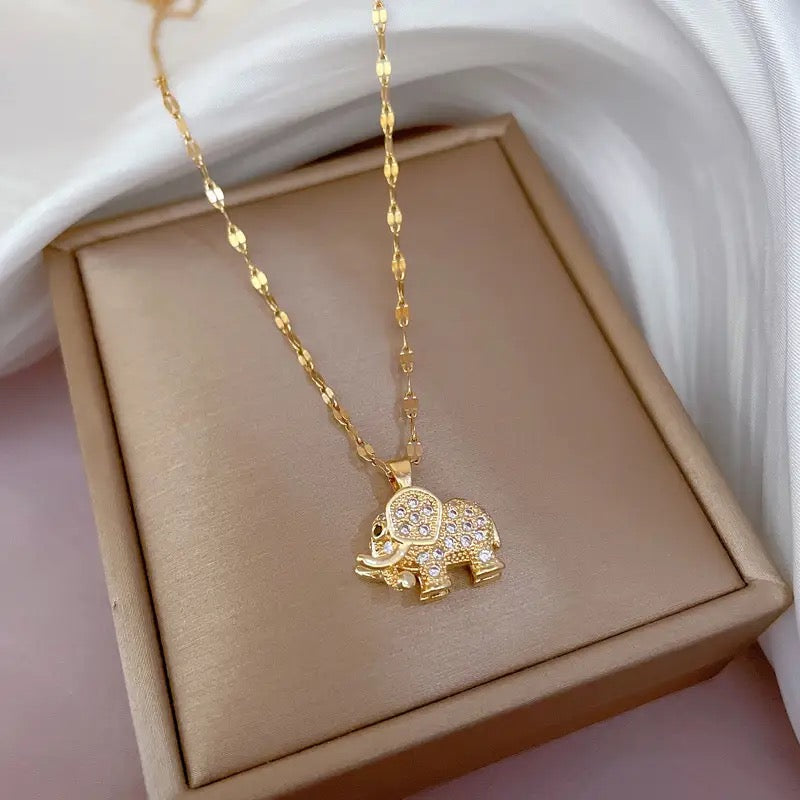 Elephant Diamond Pendant Necklace