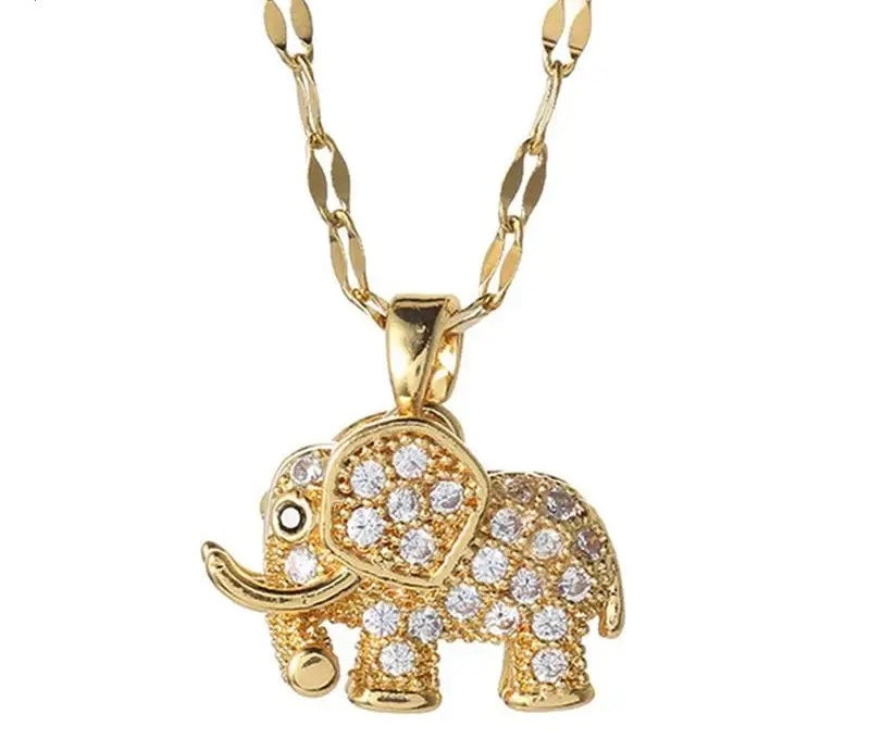 Elephant Diamond Pendant Necklace