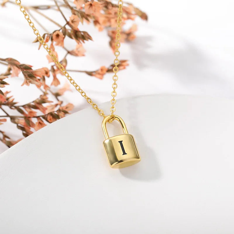 Initial Letter Padlock Necklace