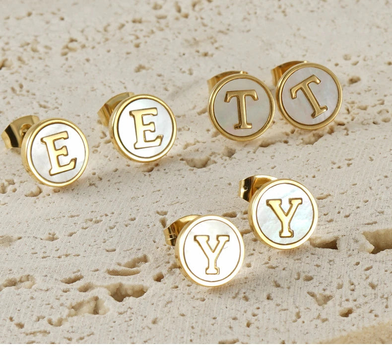 Letter Initial Stud Earrings