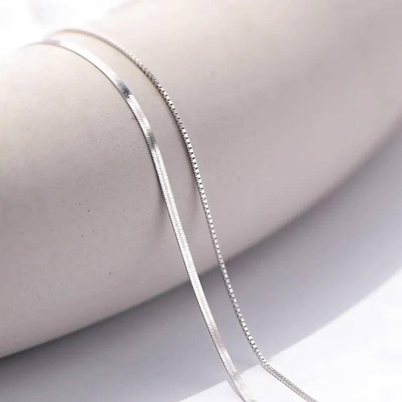 Sterling Silver Double Layered Chain Snake Necklace