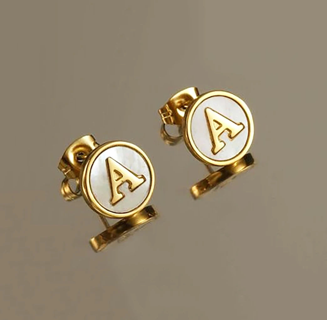 Letter Initial Stud Earrings