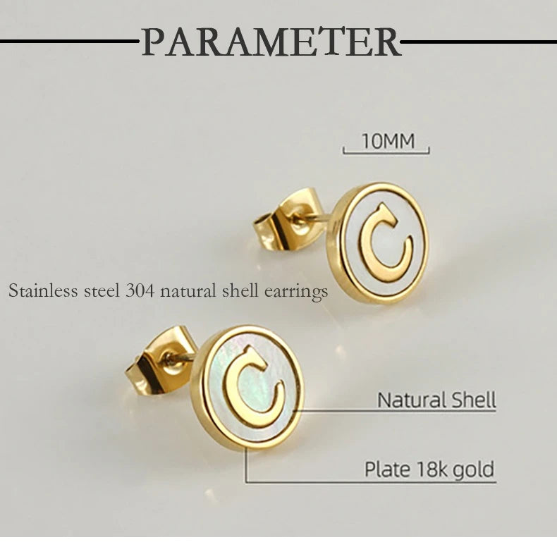 Letter Initial Stud Earrings