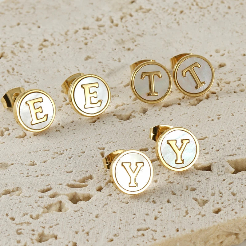 Letter Initial Stud Earrings