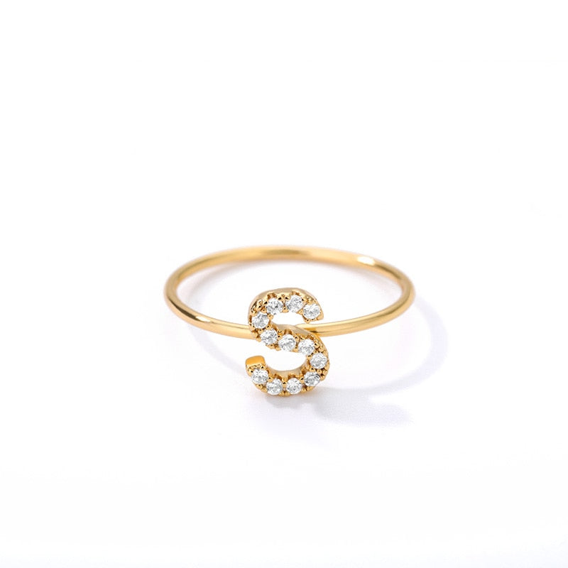 Crystal Initial Letter Ring