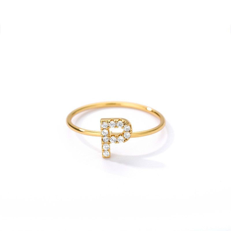 Crystal Initial Letter Ring