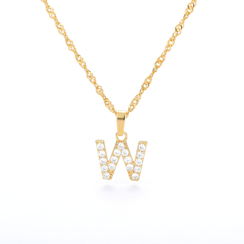 Crystal Initial Letter Necklace