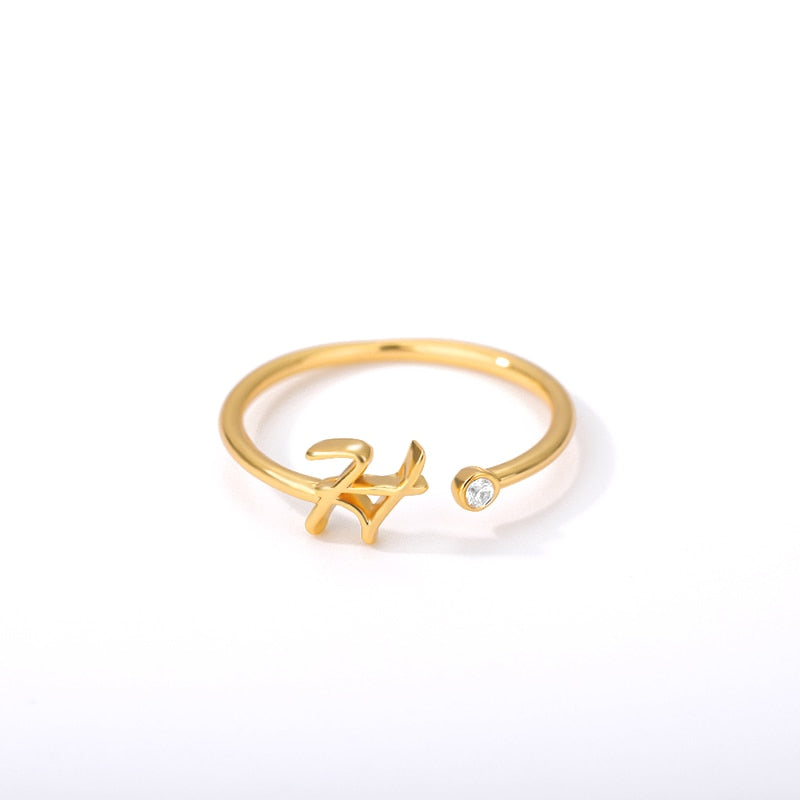 Dainty Initial Letter Ring