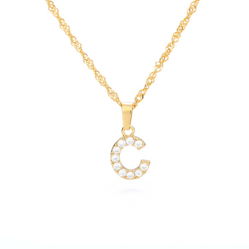 Crystal Initial Letter Necklace