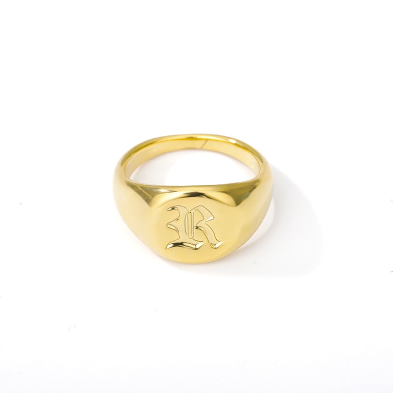 Old English Initial Letter Signet Rings