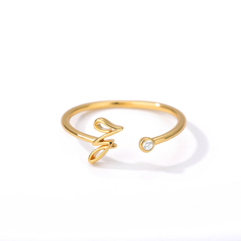 Dainty Initial Letter Ring