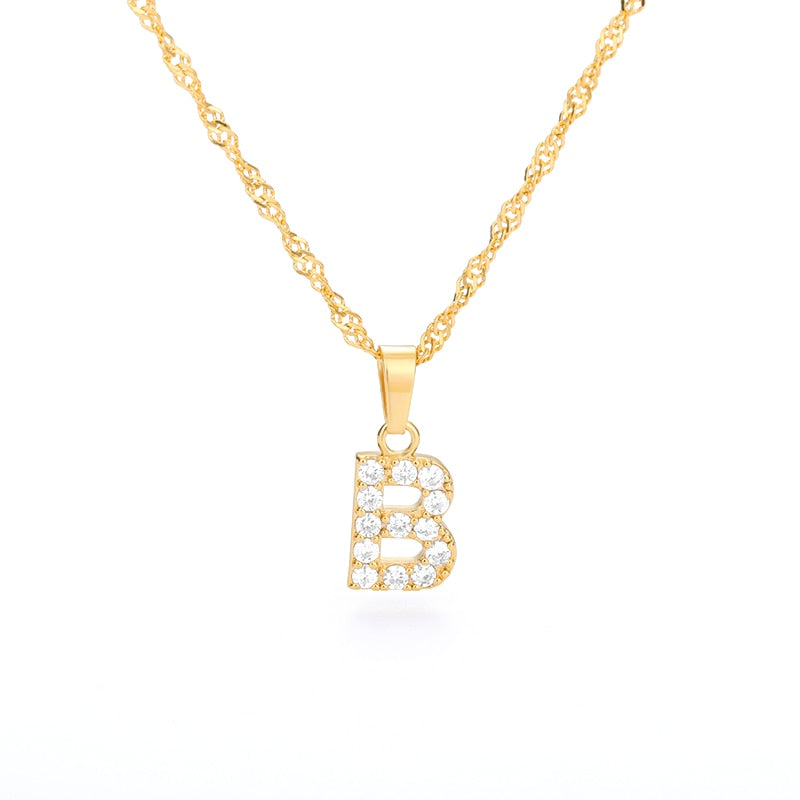 Crystal Initial Letter Necklace