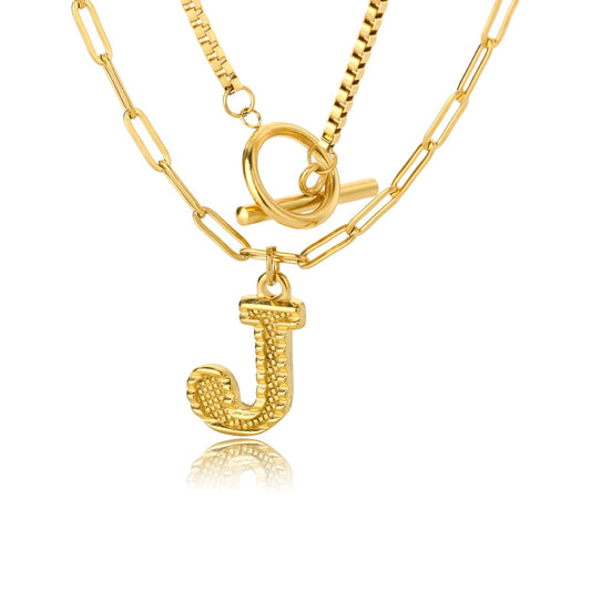 Paper Clip Layered Initial Necklace