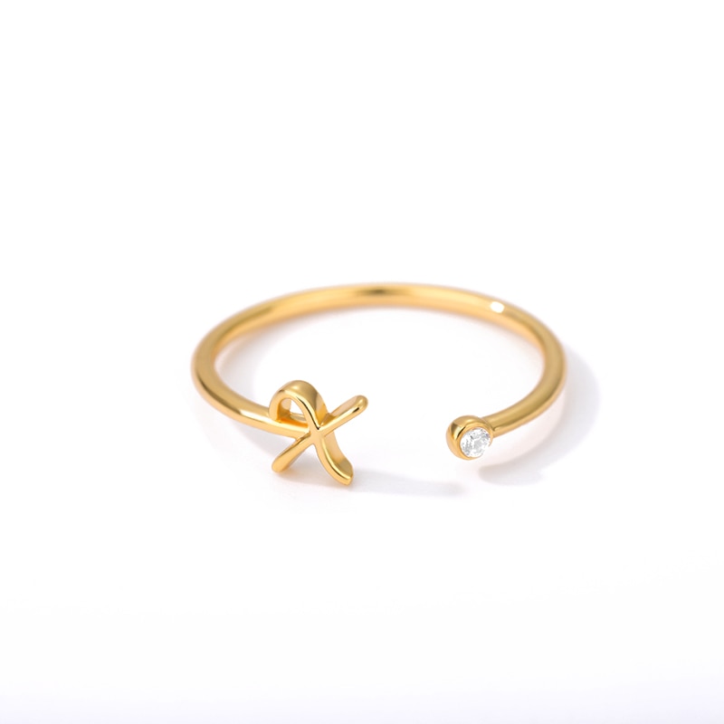 Dainty Initial Letter Ring