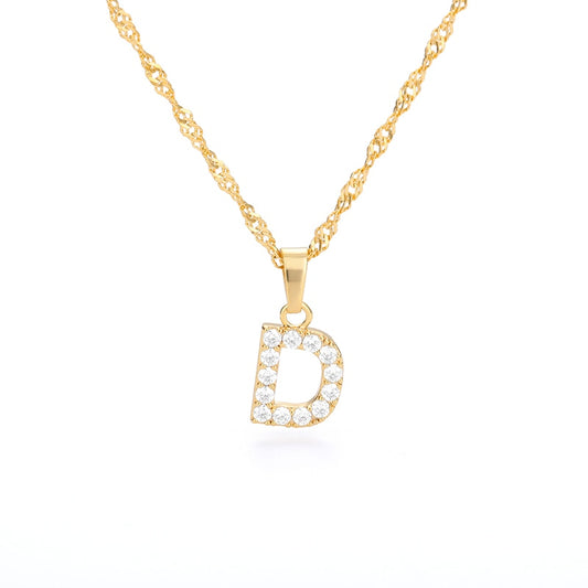 Crystal Initial Letter Necklace