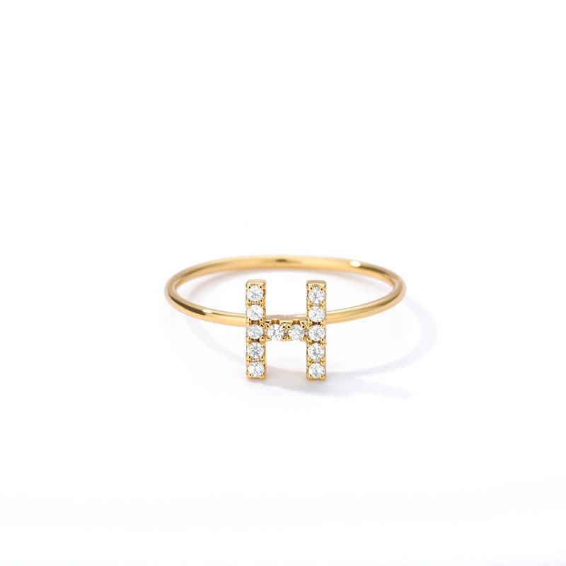 Crystal Initial Letter Ring