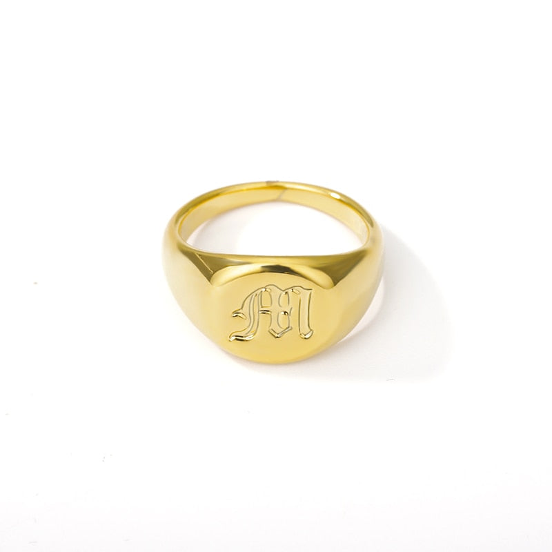 Old English Initial Letter Signet Rings