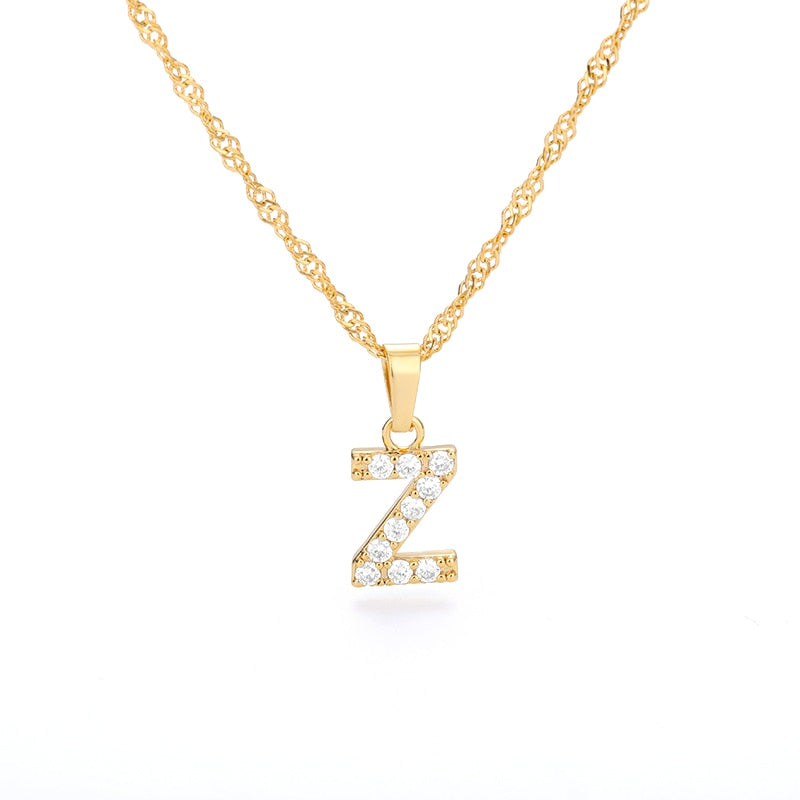 Crystal Initial Letter Necklace