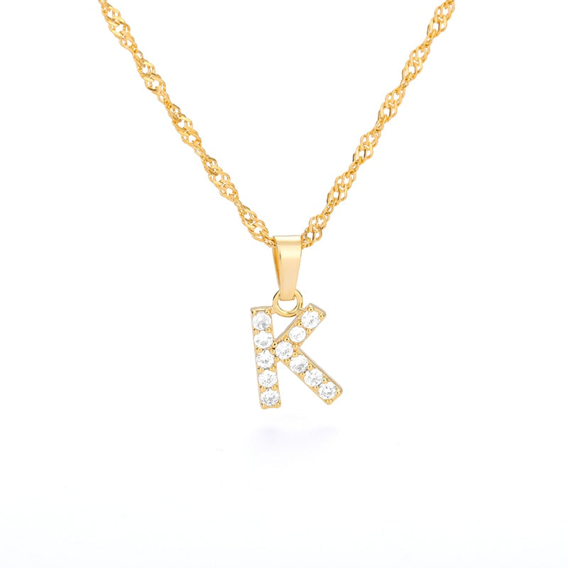 Crystal Initial Letter Necklace