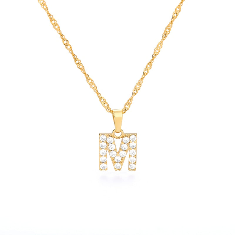 Crystal Initial Letter Necklace