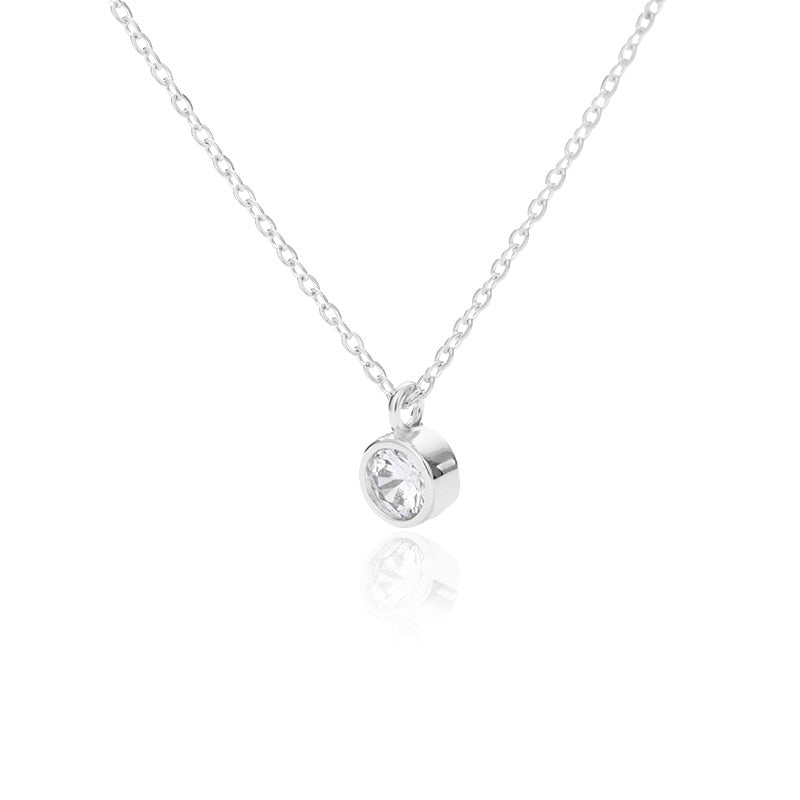 Solitaire CZ Diamond Pendant Necklace