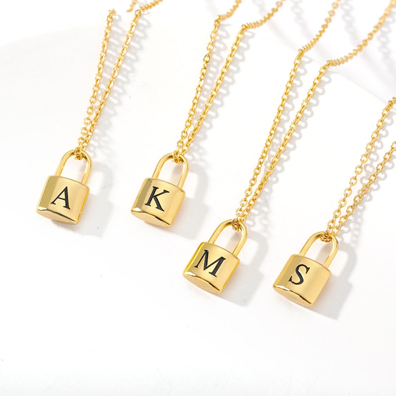 Initial Letter Padlock Necklace