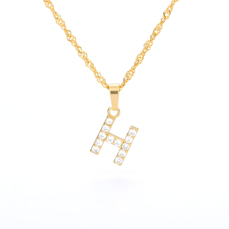 Crystal Initial Letter Necklace