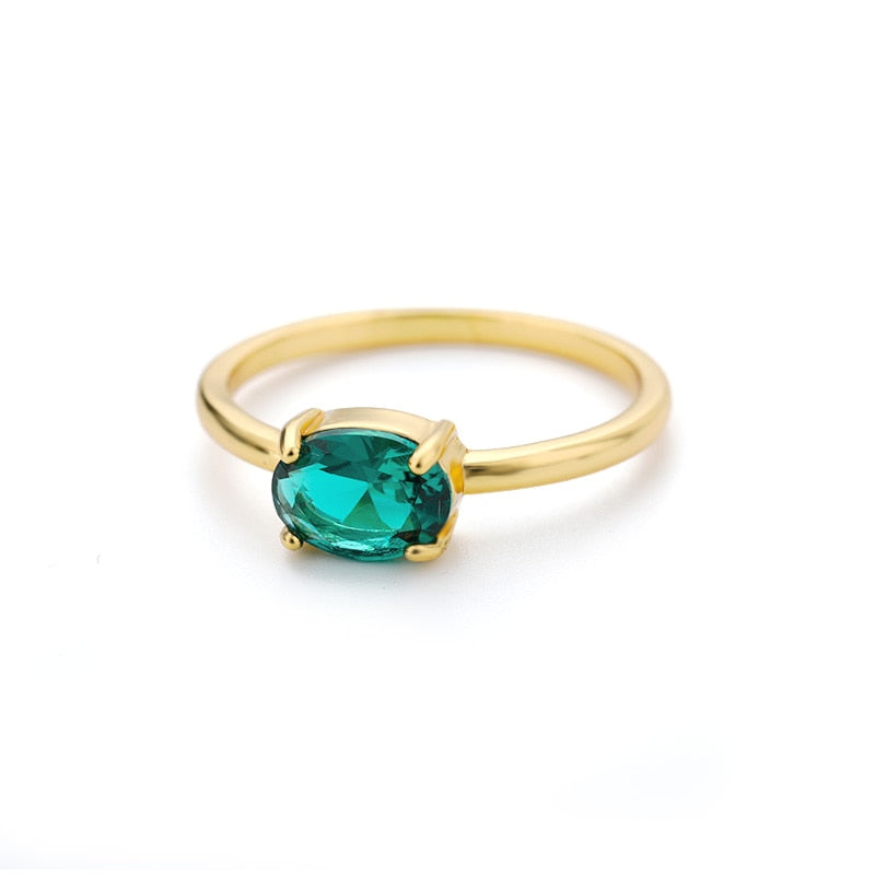 Oval Gemstone Birthstone Ring