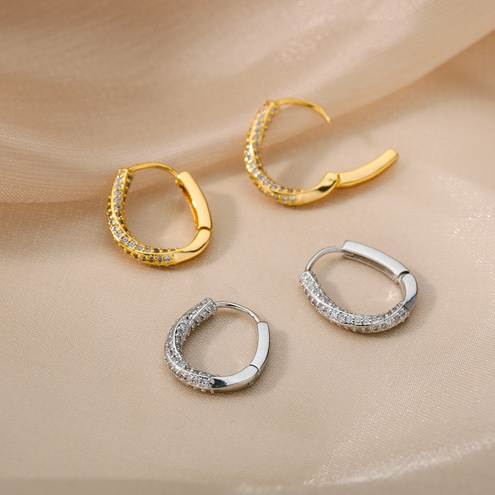 Oval Twisted Hoop Earrings