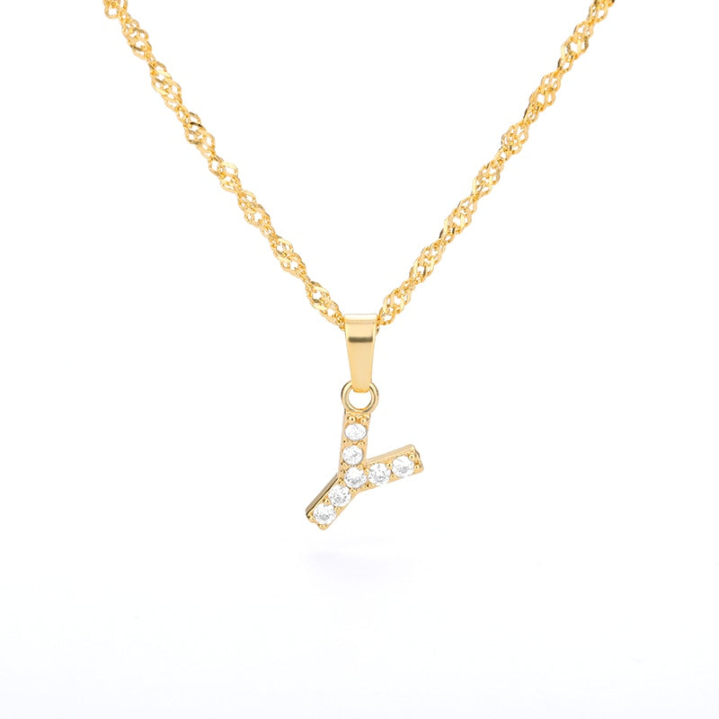 Crystal Initial Letter Necklace