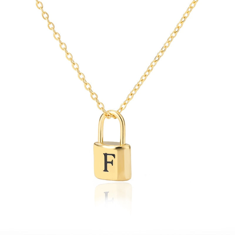 Initial Letter Padlock Necklace