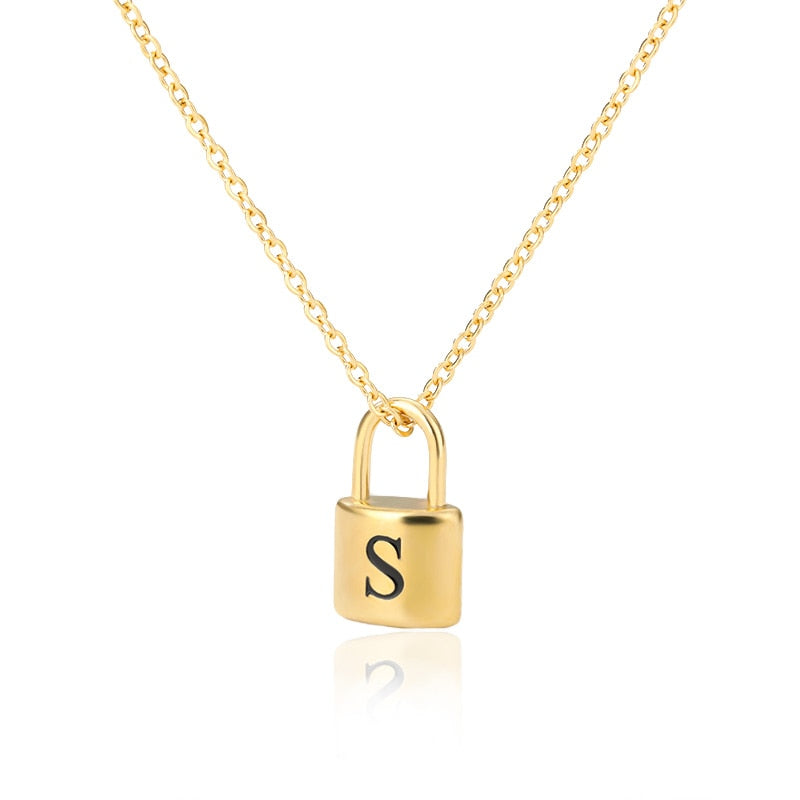 Initial Letter Padlock Necklace