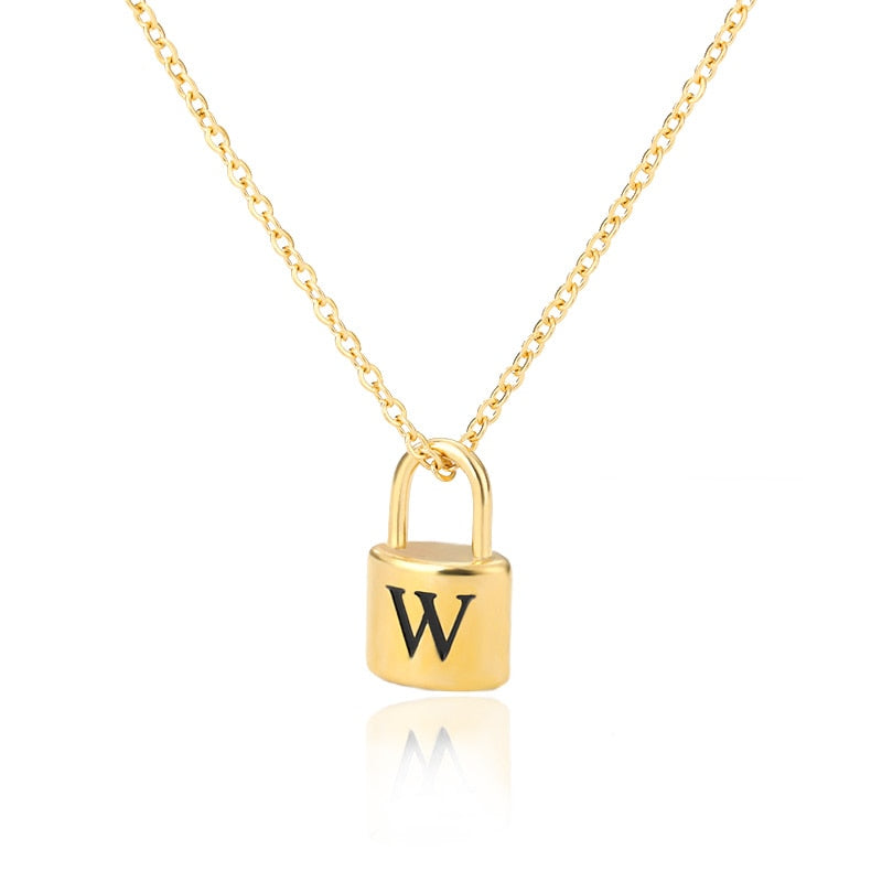 Initial Letter Padlock Necklace