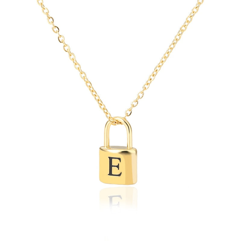 Initial Letter Padlock Necklace