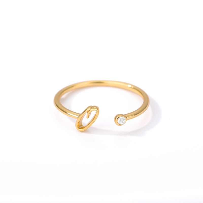 Dainty Initial Letter Ring