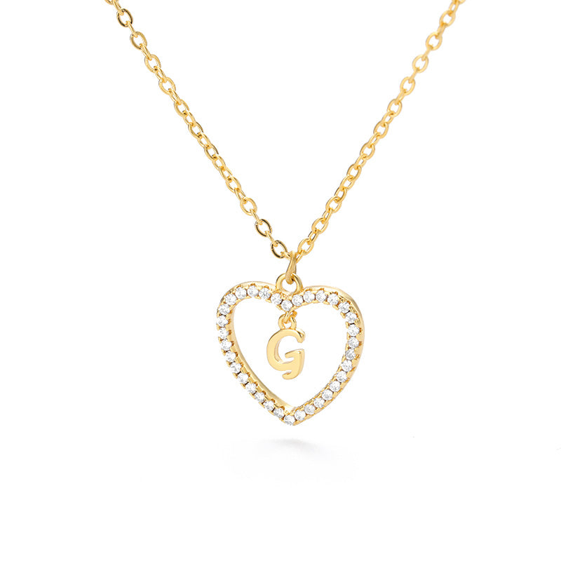 Halo Initial Heart Necklace Gold