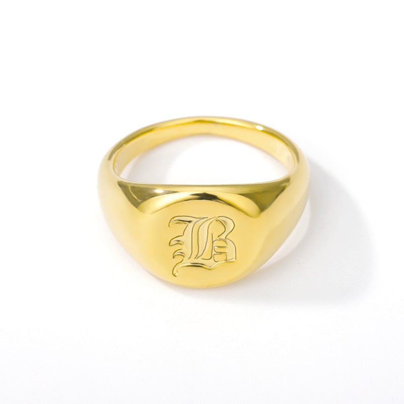 Old English Initial Letter Signet Rings