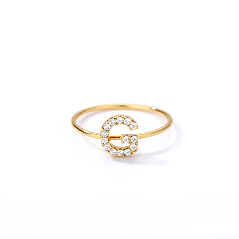 Crystal Initial Letter Ring