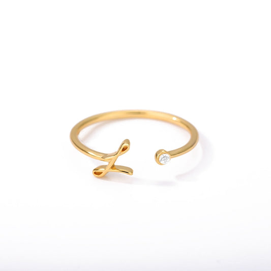 Dainty Initial Letter Ring