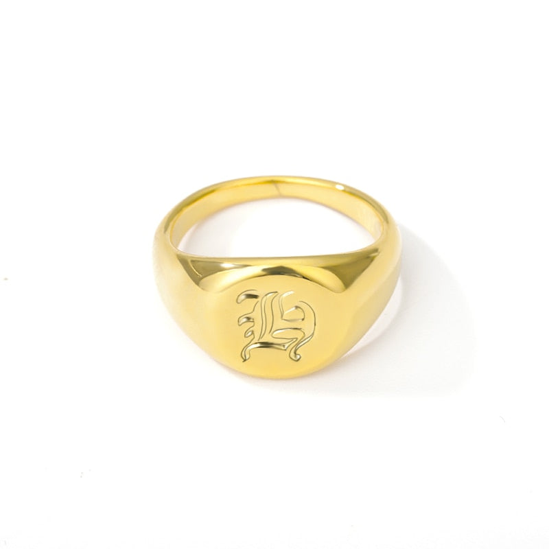 Old English Initial Letter Signet Rings