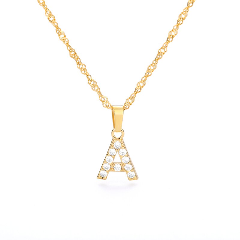 Crystal Initial Letter Necklace