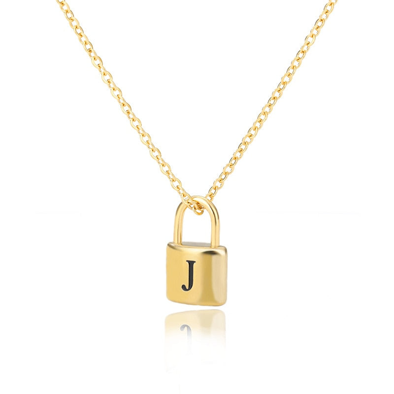 Initial Letter Padlock Necklace