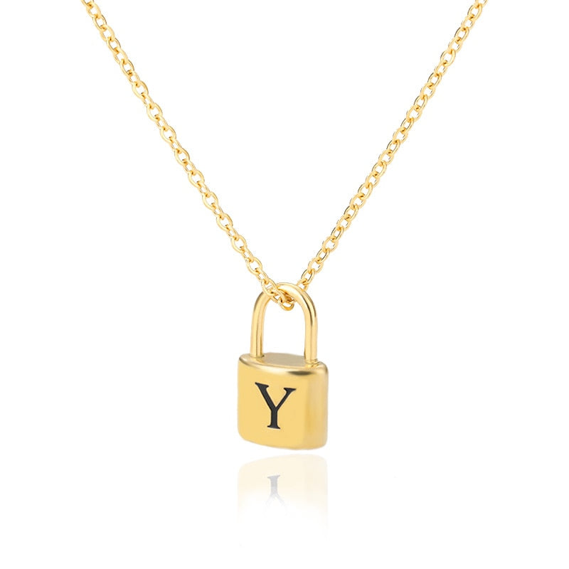 Initial Letter Padlock Necklace