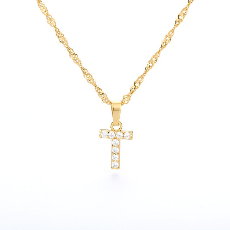 Crystal Initial Letter Necklace